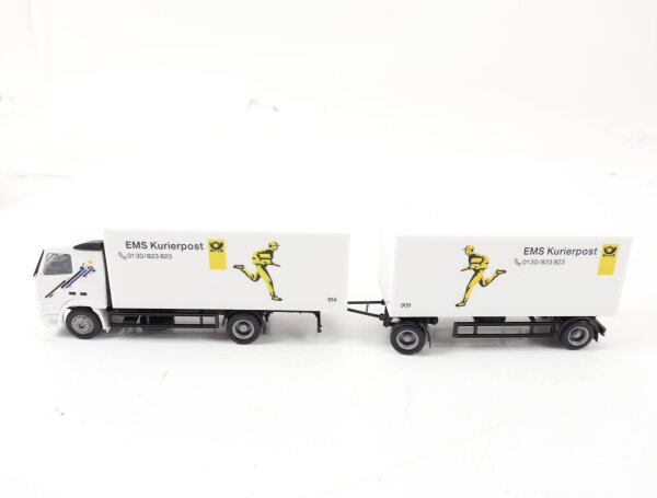 Herpa H0 aus Set Modellfahrzeug LKW Koffer-Lastzug EMS Kurierpost 1:87