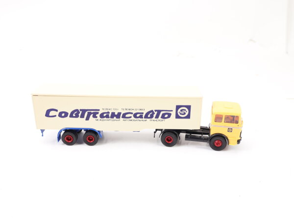 Brekina H0 8104 Modellauto LKW MB LP 1620 Koffersattelzug Sovtransavto Russland