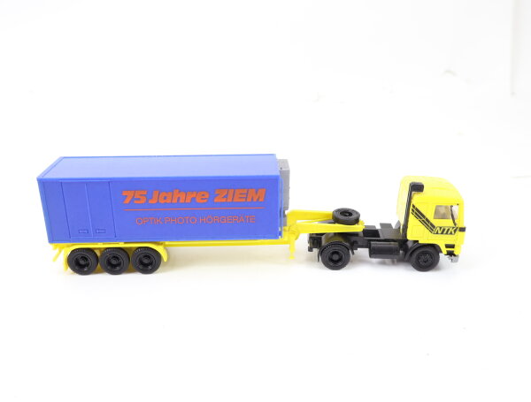Herpa H0 Modellauto Volvo F12 Container-Sattelzug  Werbemodell "75 Jahre ZIEM"