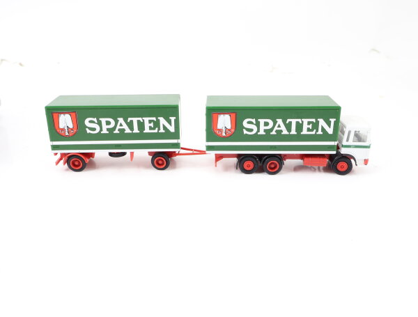 Herpa H0 Modellauto LKW MB SK 88 Getränkekoffer-Lastzug "Spaten"