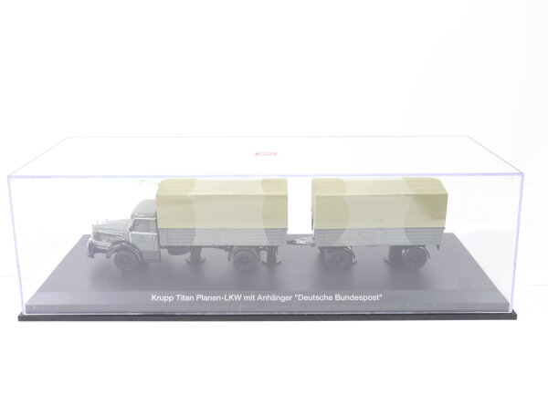 Schuco Modellauto Krupp Titan Planen-LKW mit Anhänger "Deutsche Bundespost" 1:43