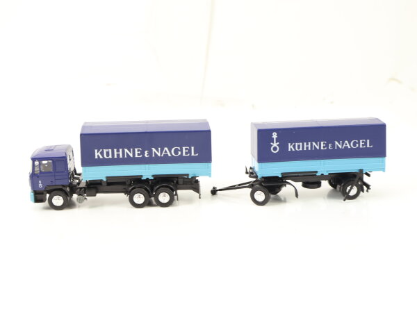 Roco H0 1577 Modellauto LKW MAN Hängerzug Pritsche/Plane "Kühne & Nagel"