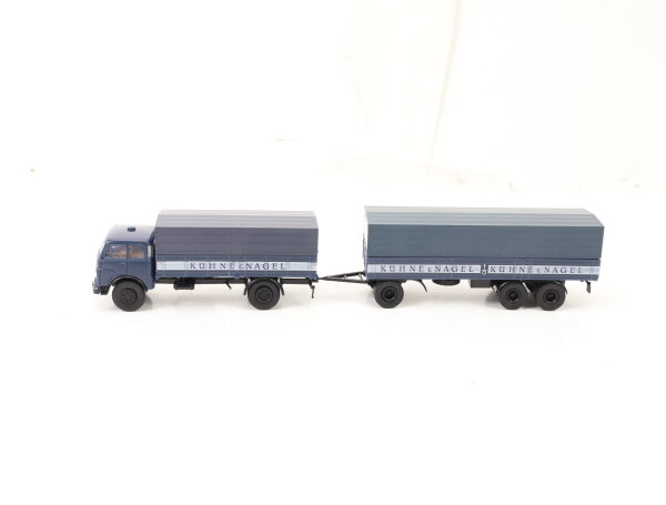 Brekina 7854 H0 Modellauto LKW Man 10,212 mit Anhänger Sattelzug "Kühne & Nagel"