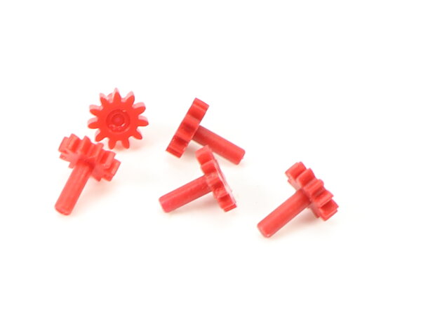 E1641 Fleischmann H0 N Ersatzteil 5x Zahnrad mit Pin Z=11 ca. D=5,05 mm rot
