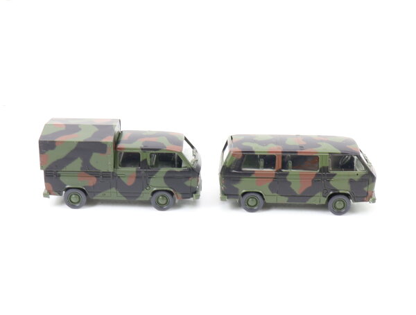 Roco H0 807 Modellauto-Set 2-tlg. VW T3 Fensterbus Doppelkabine "Bundeswehr"