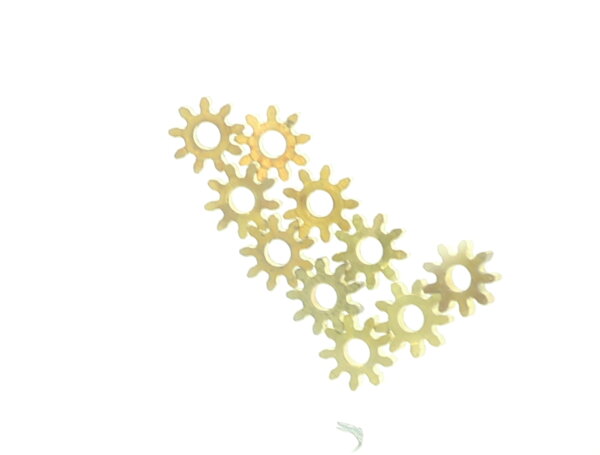 E1641 Fleischmann H0 N Ersatzteil 10x Ritzel Zahnrad Z=9 ca D=4,33 mm Messing