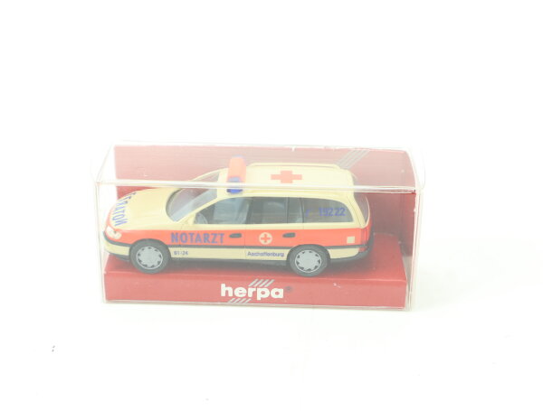 Herpa H0 043434 Modellauto PKW Opel Omega DRK Notartzwagen Aschaffenburg 1:87