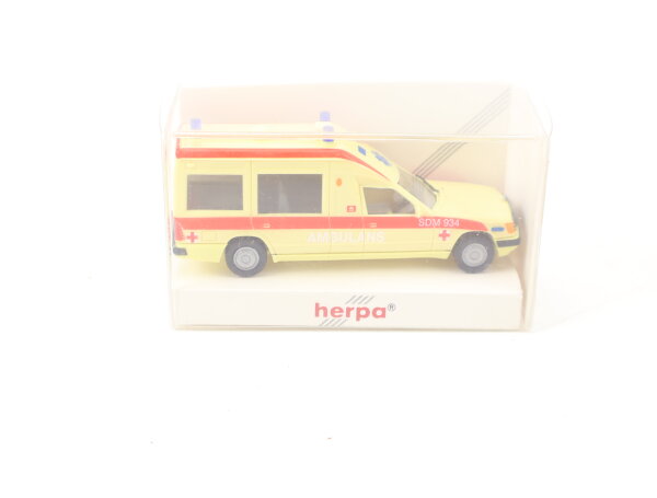 Herpa H0 042192 Modellauto PKW MB Miesen Bonna W124 "Ambulance SDM 934" KTW 1:87