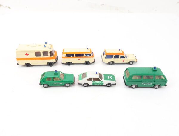 Wiking / Herpa H0 6 Modellauto DRK Krankenwagen Polizei VW  T1 T2 Golf / MB