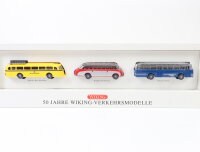 Wiking H0 Modellauto-Set Busse 3-tlg. "Wiking - 50 Jahre Wiking-Verkehrsmodelle"