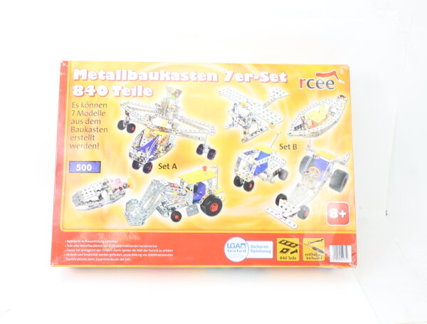Rcee 39231 Metallbaukasten 7er-Set 840 Teile ab 8j | Technik-Baukasten
