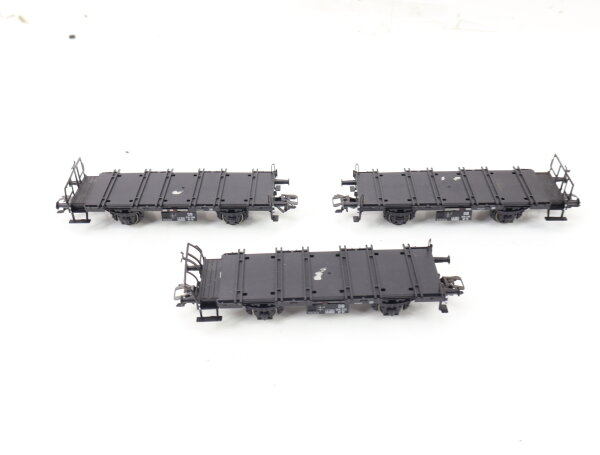 Märklin H0 Güterwagen 3x Behältertragwagen Ohne Behälter Nur Chassis / NEM
