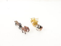 Preiser Spur N 9477 2x Pferdegespann Langholzwagen mit...