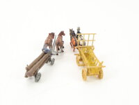 Preiser Spur N 9477 2x Pferdegespann Langholzwagen mit Landarbeiter