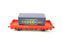 Roco H0 Güterwagen Niederbordwagen Rungenwagen Euro Container 209-1 rot DB / NEM