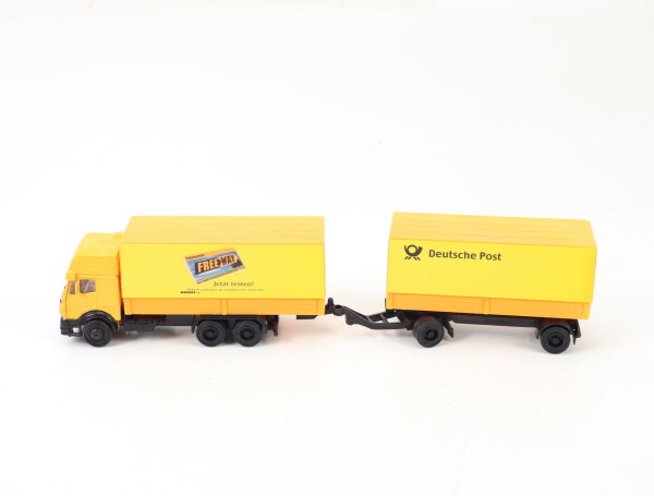 Kentoys/Roadstars Modellauto LKW Lastzug MB Actros Pritsche/Plane "DBP" 1:72