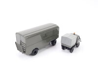 Brekina H0 0006761 LKW Lastzug Unimog 411 mit Kofferanhänger "Fernmeldedienst"