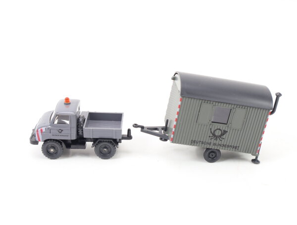 Wiking H0 Modellauto LKW MB Unimog mit 1-achs Anhänger Deutsche Bundespost 1:87