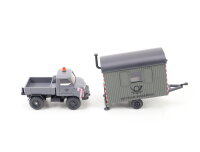 Wiking H0 Modellauto LKW MB Unimog mit 1-achs Anhänger Deutsche Bundespost 1:87