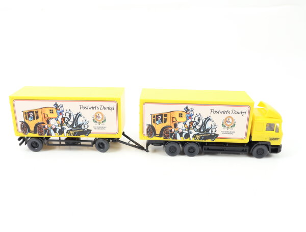 Wiking H0 Modellauto LKW Kofferlastzug MAN "Postwirts Dunkel Postbrauerei" 1:87