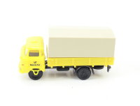 s.e.s H0 Modellauto LKW IFA W 50 Pritsche/Plane "Deutsche Post" gelb 1:87