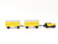 Wiking H0 854 01 32 Modellauto LKW Hanomag Zugmaschine mit 2 Postanhängern 1:87