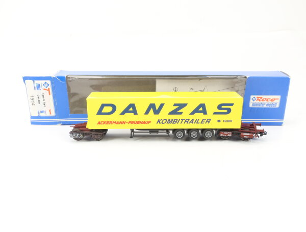 Roco H0 1914 Güterwagen Road Rail Planenauflieger "Danzas"" DB / ÖBB / OVP