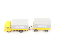 s.e.s. ? H0 Modellauto LKW IFA W 50L Pritschen-Lastzug "DBP Schreib mal wieder"