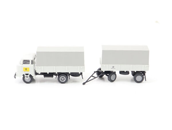 s.e.s. ? H0 Modellauto LKW IFA W 50L Pritschen-Lastzug  Bautruppfahrzeug "DBP"