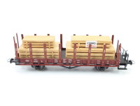 Roco H0 46481 Güterwagen Niederbordwagen Rungenwagen 28 651 braun DR / NEM AC