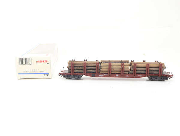 Märklin H0 47711 Güterwagen Rungenwagen mit Holzladung 3011-1 DB / NEM / OVP