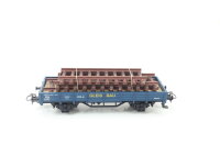 Märklin H0 aus Set 44243 Güterwagen Niederbordwagen blau "Gleisbau" mit Ladung