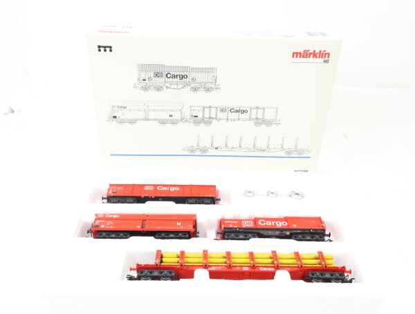 Märklin H0 46220 Güterwagen-Set 4-tlg. u.a. Rungenwagen "DB Cargo" / NEM MHI OVP