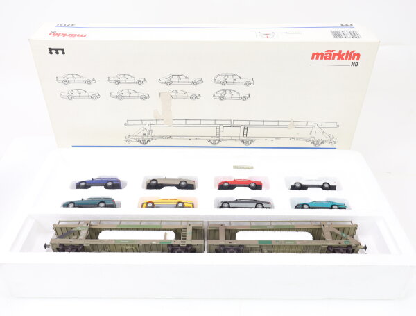 Märklin H0 47121 Doppel-Autotransportwagen mit 8 PKW 435 2 006-9 DB/ NEM MHI OVP