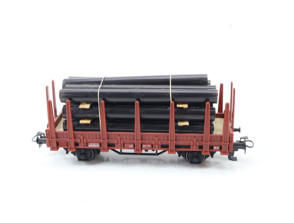 Märklin H0 44591 offener Güterwagen Rungenwagen mit Röhrenladung 1 199-2 DB