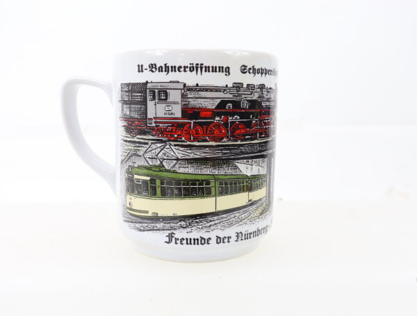 Sammlertasse U-Bahnhoferöffnung Schopperhof-Herrnhütte 1996 Nürnberg Straßenbahn