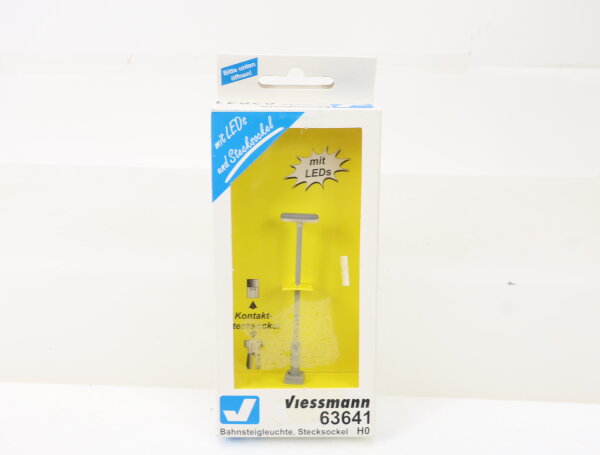Viessmann 63641 H0 Bahnsteigleuchte mit Kontaktstecksockel, 2 LEDs weiß