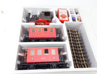 LGB Spur G 2010 3000 5003 Dampflok Stainz + 2x Personenwagen 3. Kl. + Trafo etc.