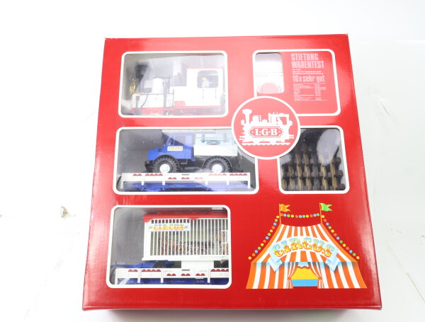 LGB Spur G 21988 Startset 15-tlg. Güterzug "Circus" mit Dampflok und Trafo / OVP