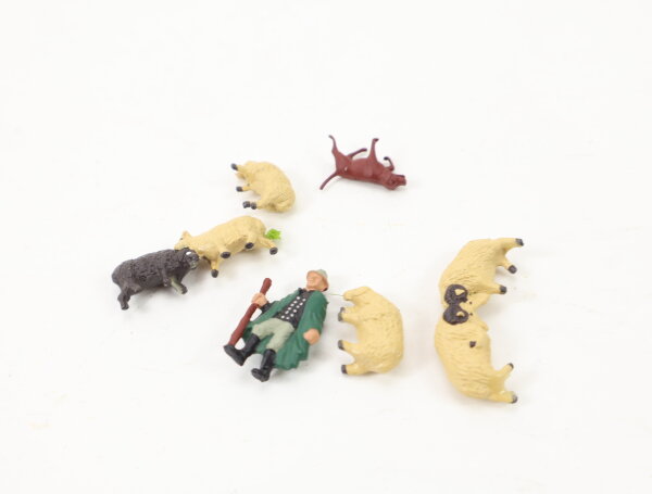 Spur H0 Figuren-Set Schäferei Schäfer mit Hirtenhund und Herde 1:87