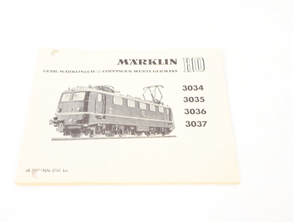 Märklin H0 3034/3035/3036/3037 Anleitung Beschreibung für Elektrolok BR E41
