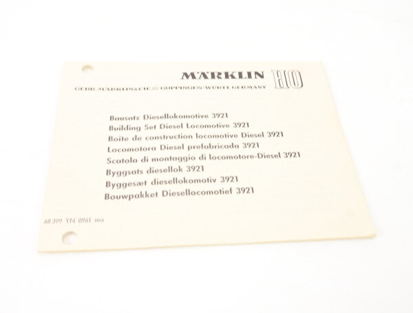 Märklin H0 3921 Anleitung Beschreibung für Bausatz Diesellok BR V200