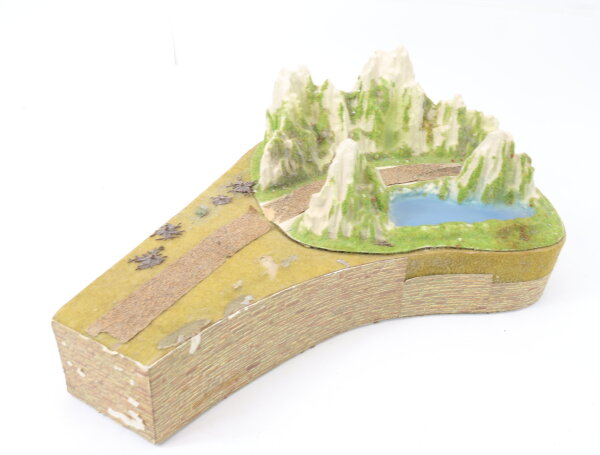 Spur H0 N Landschaftsbau Fertiggelände gebogen Kurve mit Schlucht 49 x 25 cm