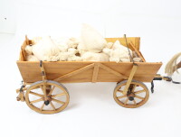 Geschnitztes Pferdegespann Fuhrwerk / Holz Handwerk handgeschnitzt / 65 cm