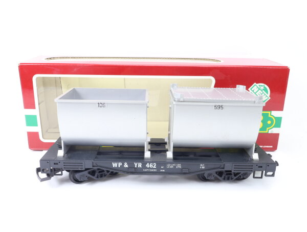 LGB Spur G 4086 Güterwagen US Behältertragwagen WP & YR 462 / OVP