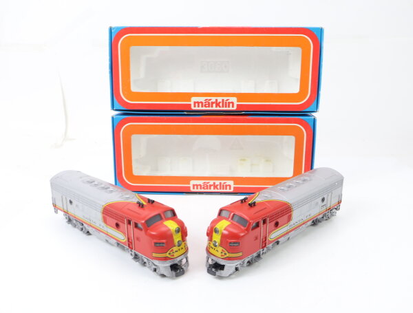 Märklin H0 3060 4060 US Diesellok 2-tlg. A-Unit Typ F7 337 Santa Fe / Guss OVP