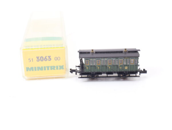 Minitrix N 3063 00 Personenwagen Postwagen 3. Klasse K.Bay.Sts.B. / OVP