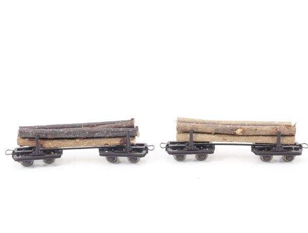 Roco N 34511 Güterwagen-Set 2 tlg. Feldbahnloren Drehschemel mit Holzstämmen OVP