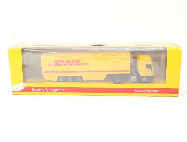 Rietze H0 Modellauto LKW Iveco Eurostar Sattelzug "DHL" in Vitrine OVP 1:87
