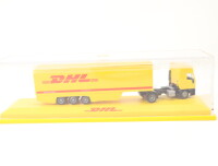 Rietze H0 Modellauto LKW Iveco Eurostar Sattelzug "DHL" in Vitrine OVP 1:87